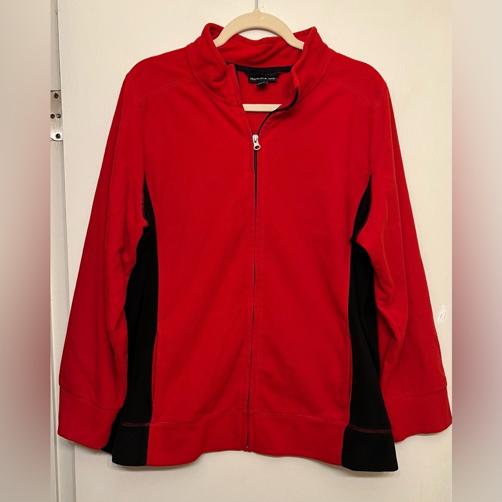 Bold Red and Black Zip-Up Jacket